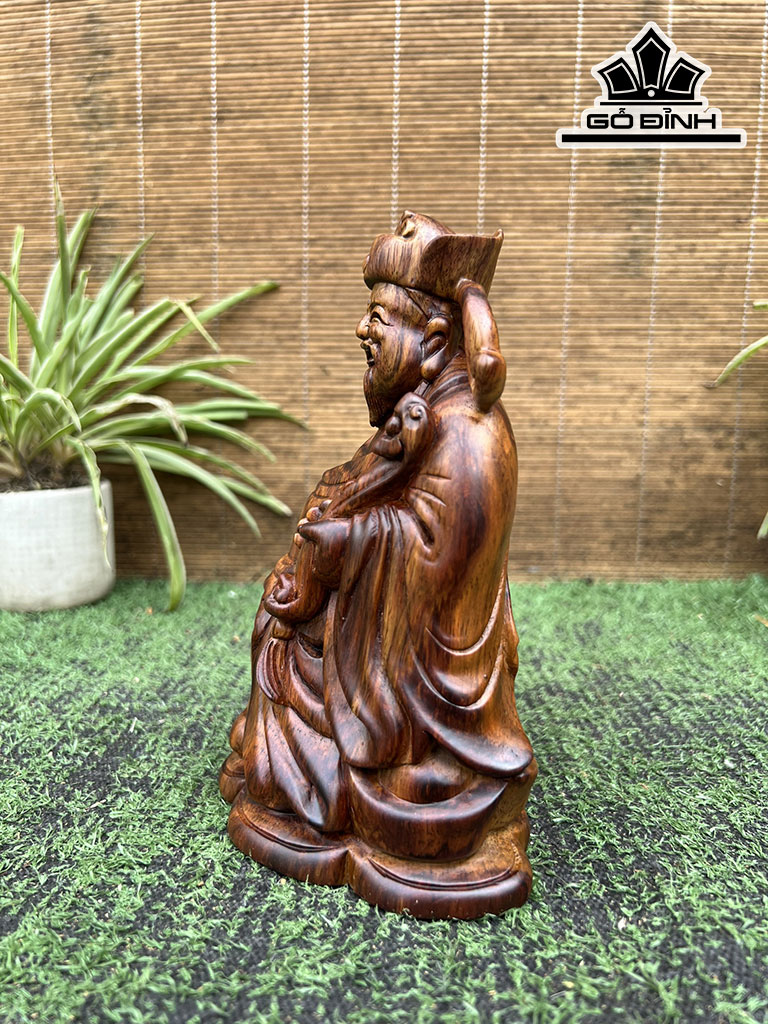 Tượng Thần Tài Gỗ Sưa Cao 18 Ngang 16 Sâu 9 (cm)
