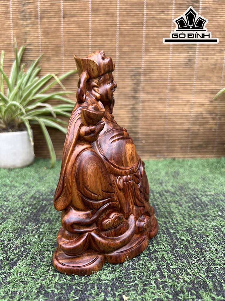 Tượng Thần Tài Gỗ Sưa Cao 18 Ngang 16 Sâu 9 (cm)