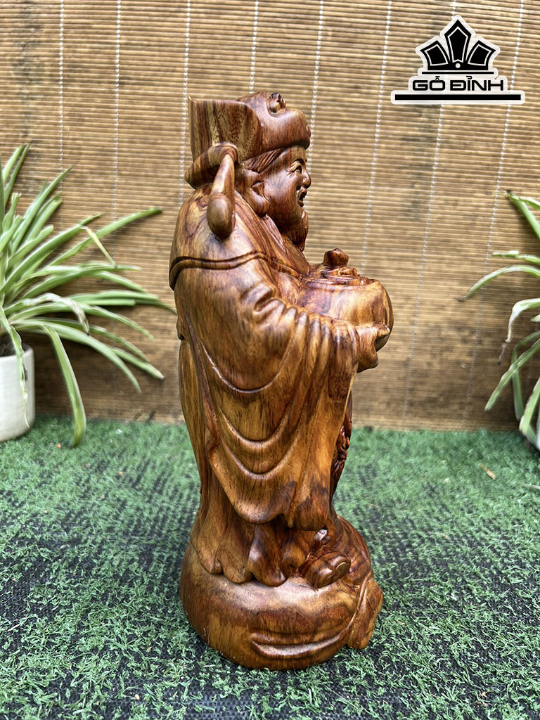 Tượng Thần Tài Gỗ Sưa Cao 23 Ngang 10 Sâu 9,5 (cm)