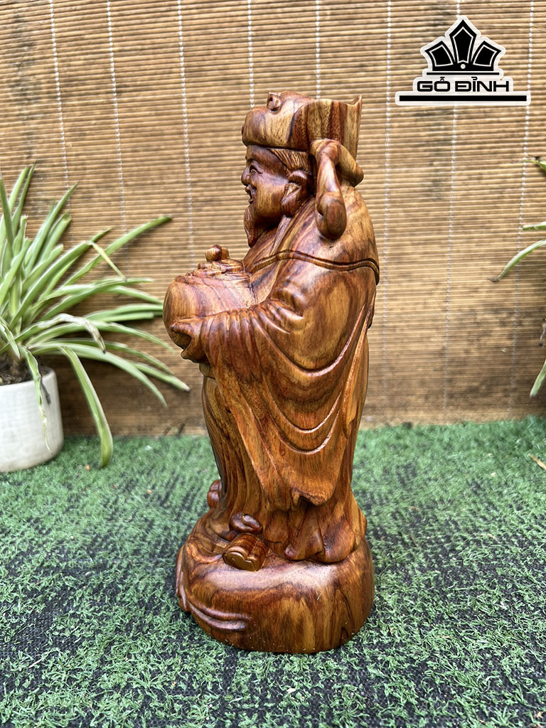 Tượng Thần Tài Gỗ Sưa Cao 23 Ngang 10 Sâu 9,5 (cm)