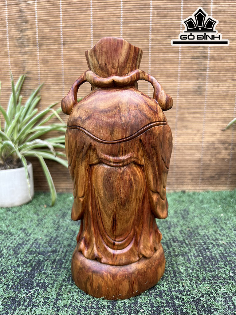 Tượng Thần Tài Gỗ Sưa Cao 23 Ngang 10 Sâu 9,5 (cm)