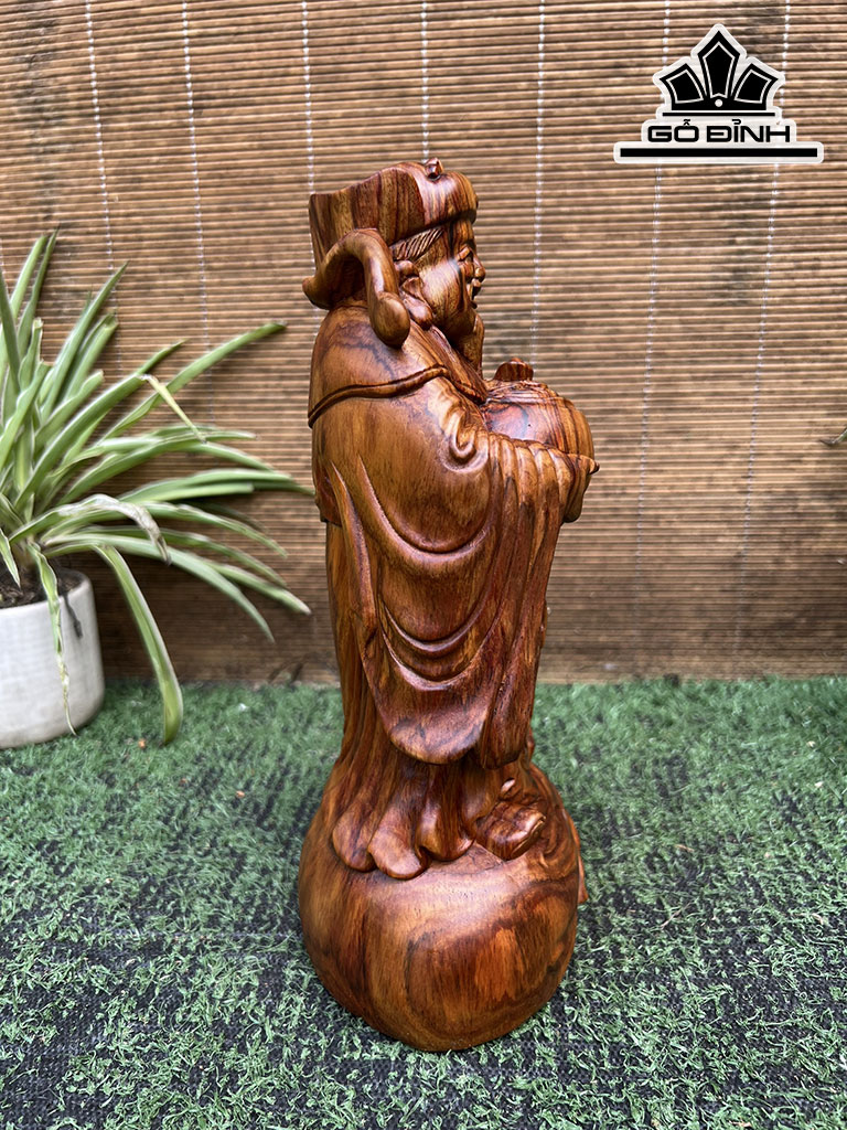 Tượng Thần Tài Gỗ Sưa Cao 24 Ngang 12 Sâu 10 (cm)