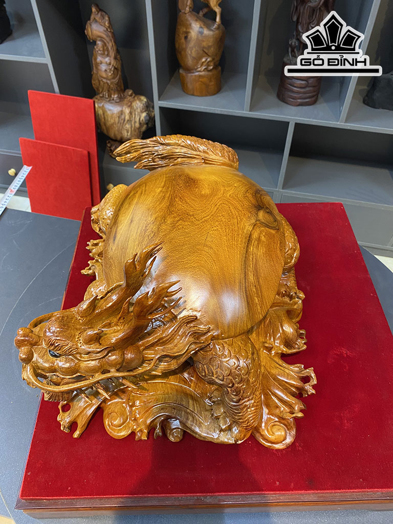 Tượng Long Quy Gỗ Hương Cao 22 Ngang 32 Dài 42 (cm)