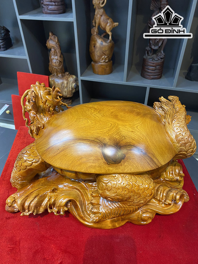 Tượng Long Quy Gỗ Hương Cao 22 Ngang 32 Dài 42 (cm)