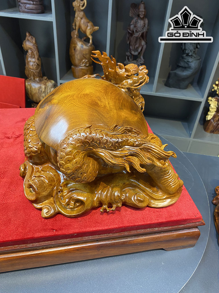 Tượng Long Quy Gỗ Hương Cao 22 Ngang 32 Dài 42 (cm)