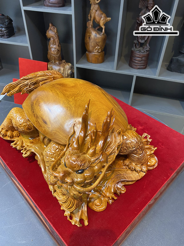 Tượng Long Quy Gỗ Hương Cao 22 Ngang 32 Dài 42 (cm)