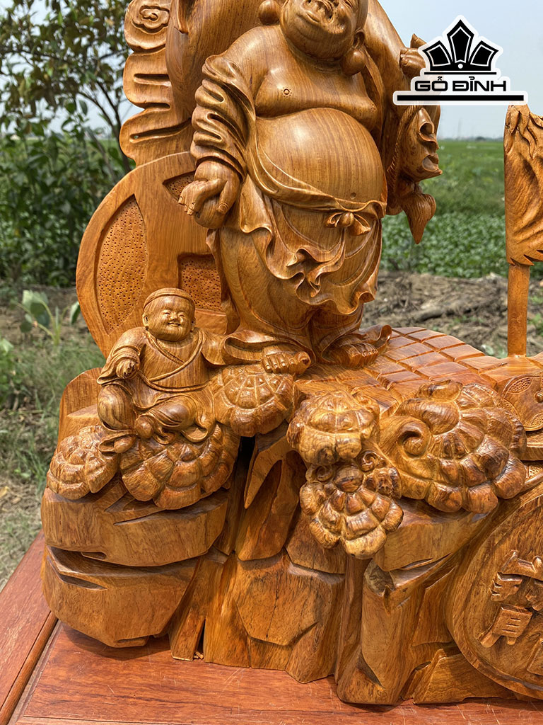 Tượng Phật Di Lặc Gỗ Cẩm Cao 50 Ngang 52 Sâu 28 (cm)