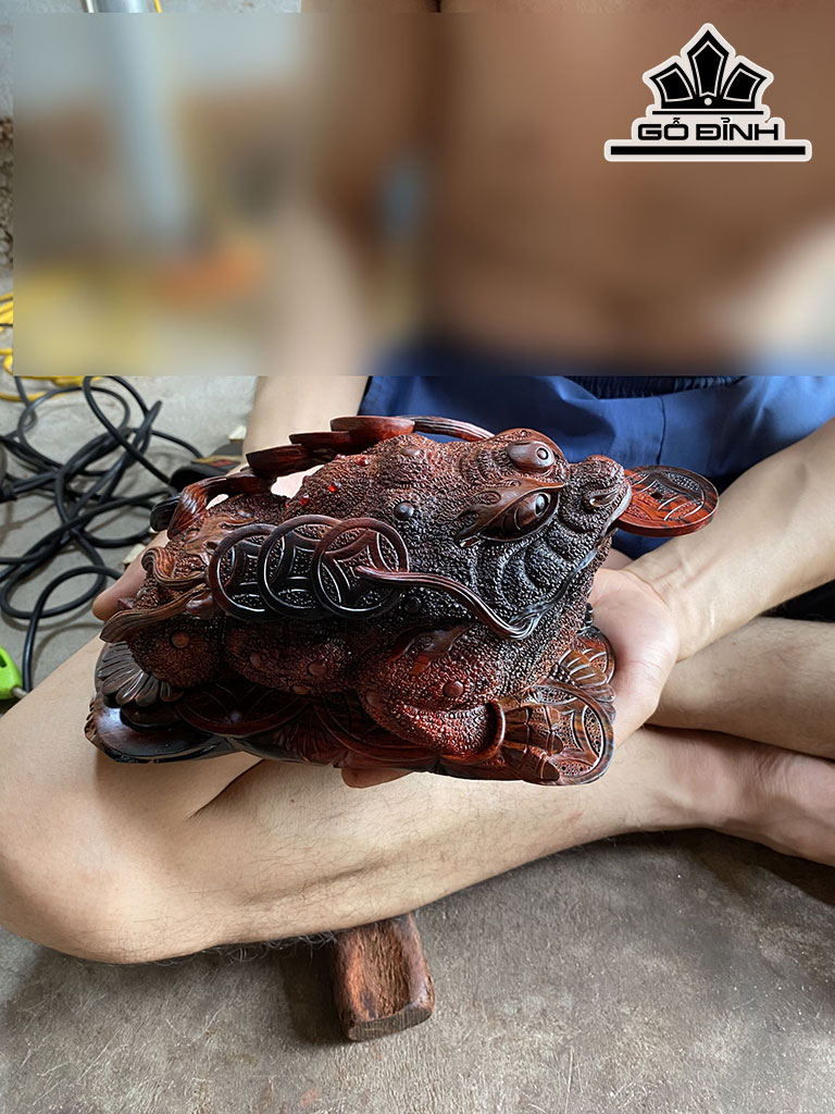 Tượng Thiềm Thừ Gỗ Trắc Cao 11 Ngang 15 Dài 23 (cm)