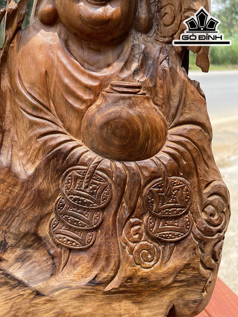 Tượng Phật Di Lặc Gỗ Ngọc Am Cao 56 Ngang 46 Sâu 18 (cm)