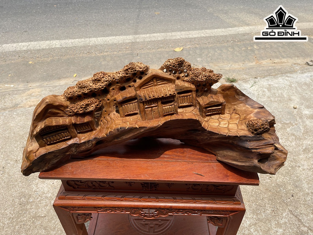 Tượng Tiểu Cảnh Gỗ Ngọc Am Cao 70 Ngang 26 Sâu 19 (cm)