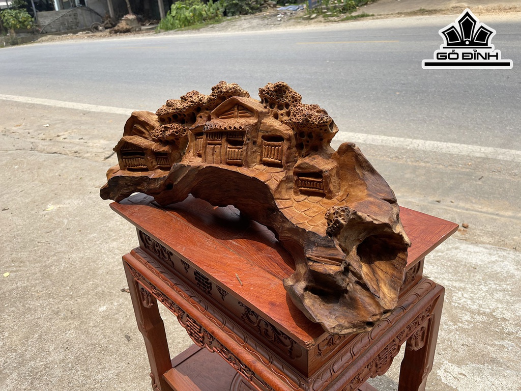 Tượng Tiểu Cảnh Gỗ Ngọc Am Cao 70 Ngang 26 Sâu 19 (cm)