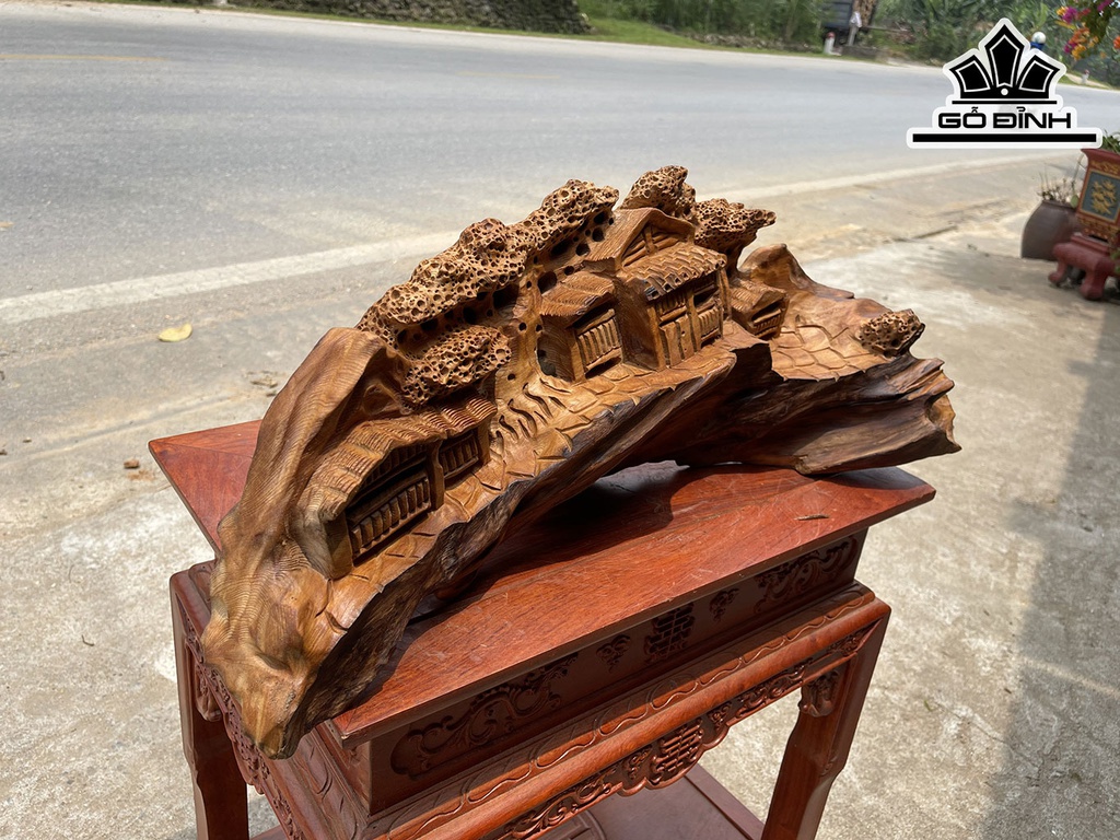 Tượng Tiểu Cảnh Gỗ Ngọc Am Cao 70 Ngang 26 Sâu 19 (cm)