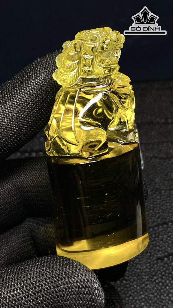 Ấn Kỳ Lân Thạch Đá Thạch Anh Vàng Cao 68,86 Đường Kính 23,81 (mm) 431,75gr