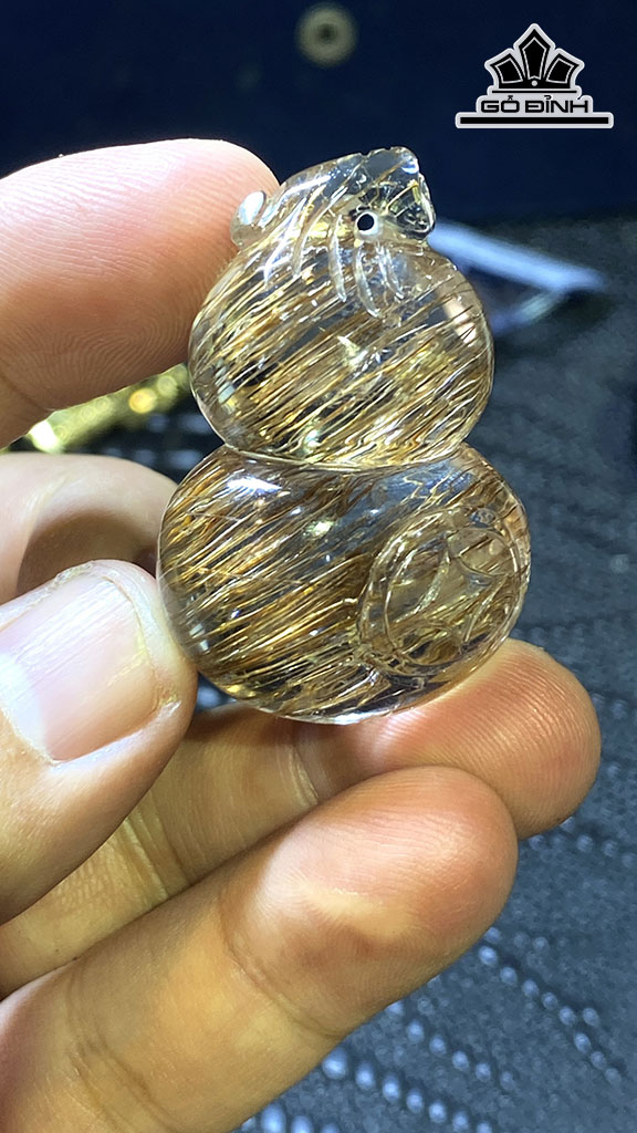 Hồ Lô Đá Thạch Anh Tóc Nâu Cao 41 Ngang 25 Sâu 18 (mm) 26gr