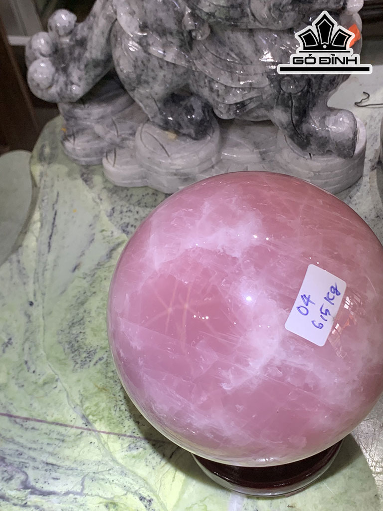 Bi Cầu Đá Thạch Anh Hồng Đường Kính 7,7 (cm) 6,5kg