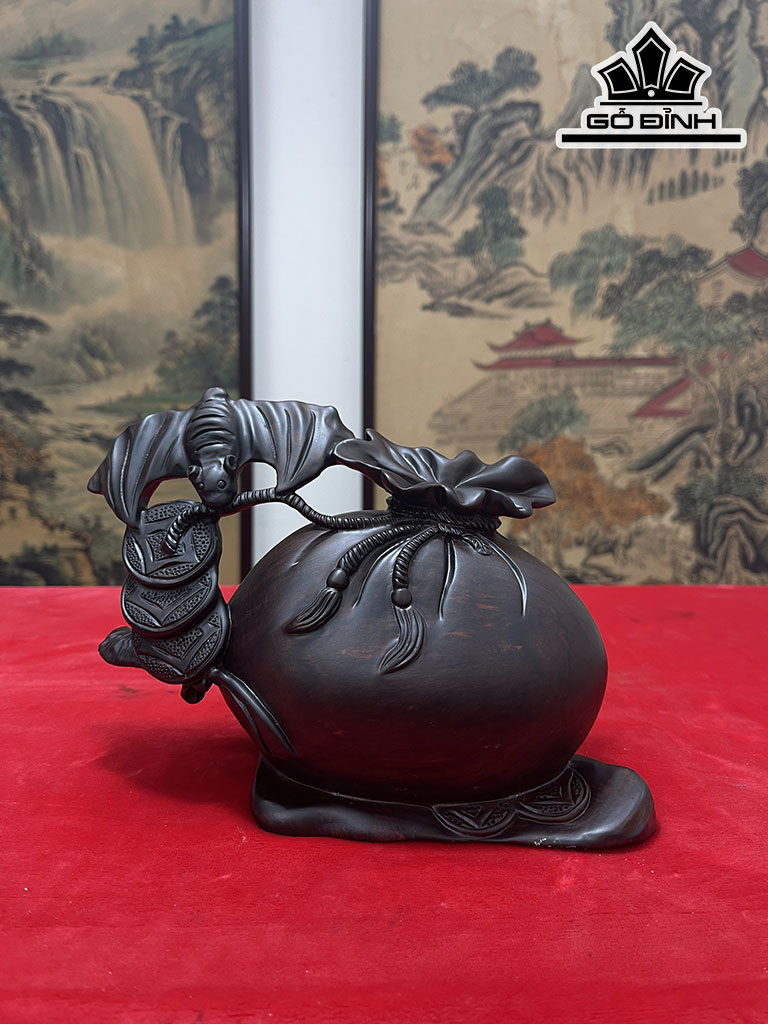 Bị Tiền Tài Lộc Gỗ Trắc Ngang 21 Cao 15 Sâu 9 (cm)