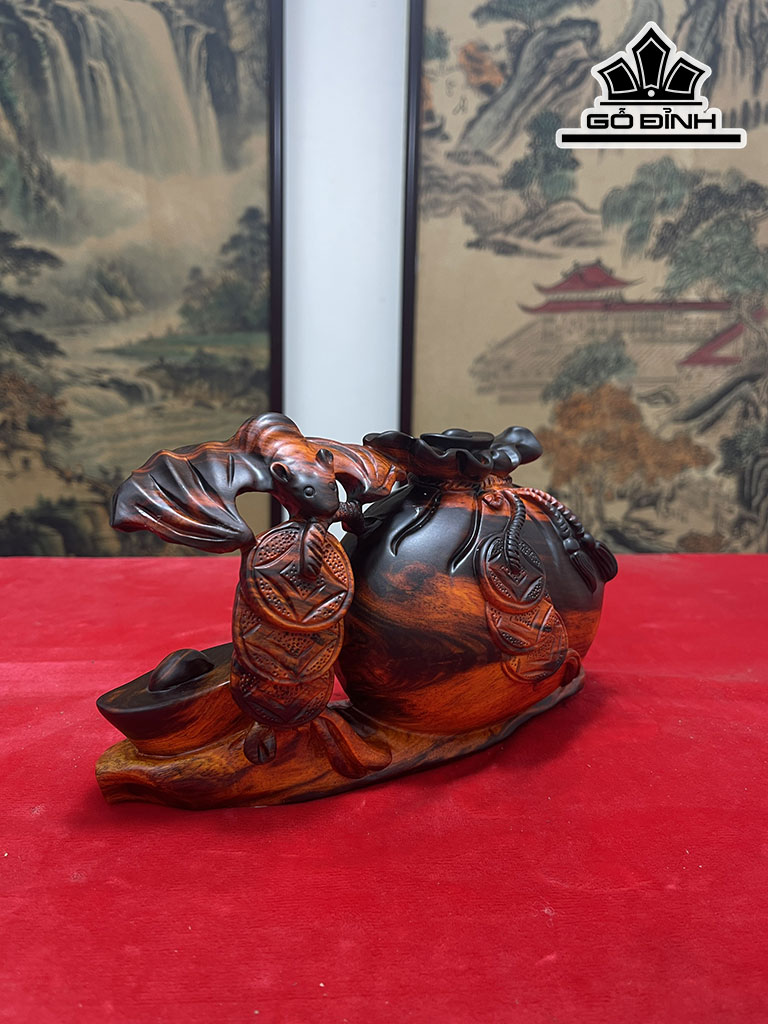 Bị Tiền Tài Lộc Gỗ Trắc Ngang 23 Cao 13 Sâu 9,5 (cm)
