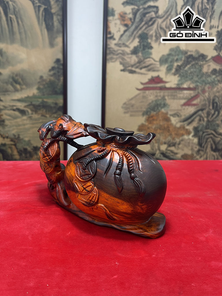 Bị Tiền Tài Lộc Gỗ Trắc Ngang 23 Cao 13 Sâu 9,5 (cm)