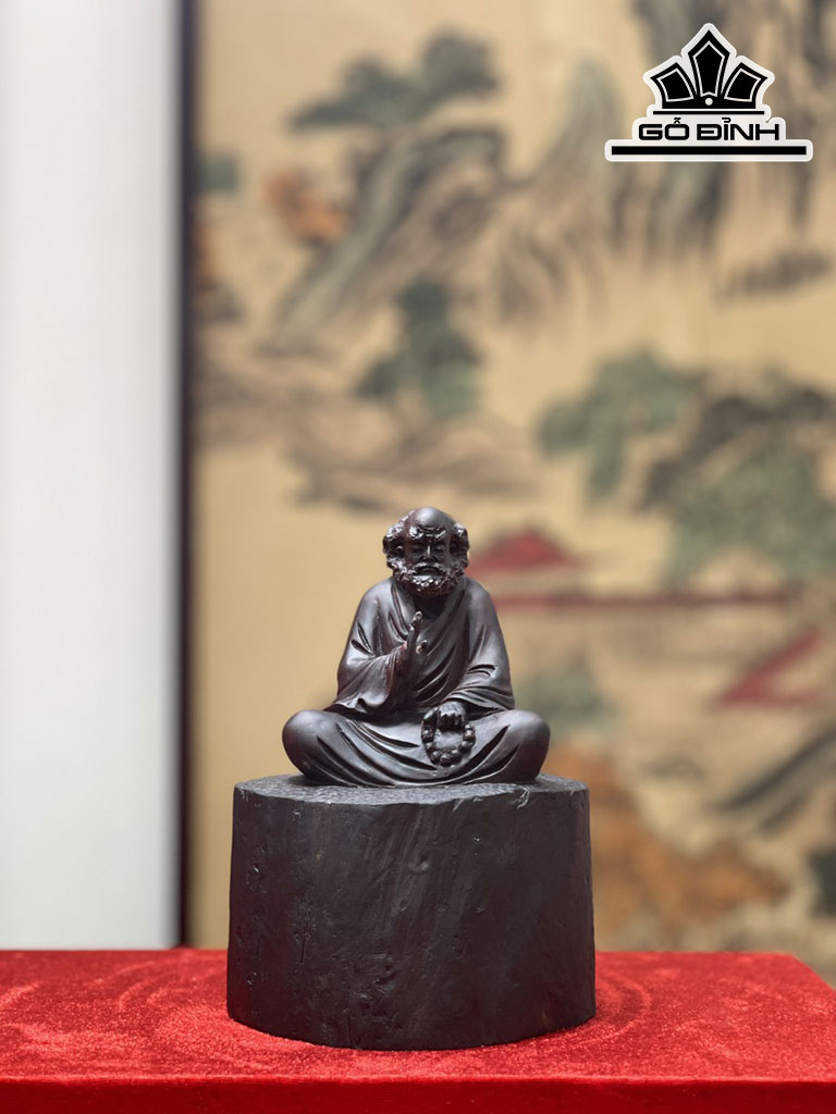 Tượng Đạt Ma Sư Tổ Gỗ Trắc Cao 16 Đường Kính 11 (cm)