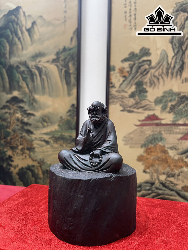 Tượng Đạt Ma Sư Tổ Gỗ Trắc Cao 16 Đường Kính 11 (cm)