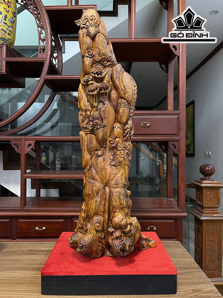 Tượng Phật Bà Quan Âm Gỗ Sưa Cao 106 Ngang 45 Sâu 45 (cm)