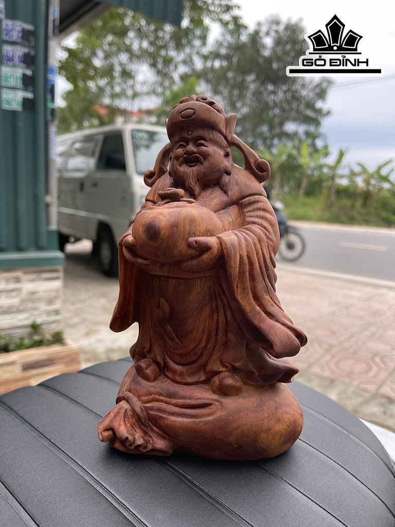 Tượng Thần Tài Gỗ Sưa Cao 21 Ngang 14 Sâu 11 (cm)