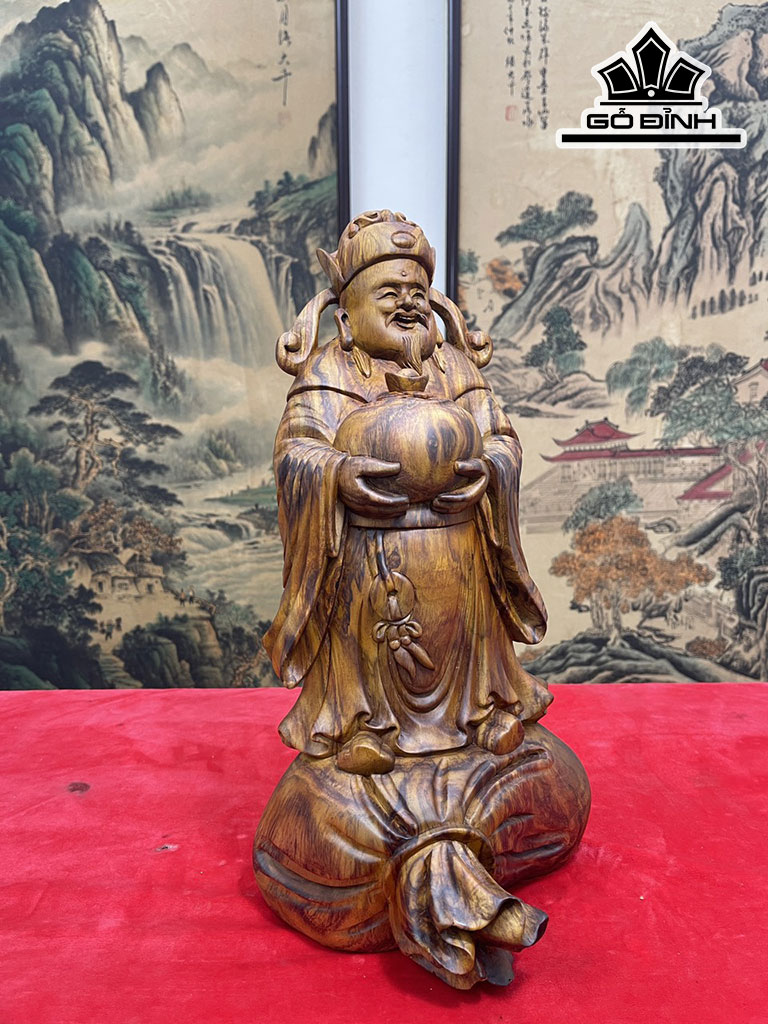 Tượng Thần Tài Gỗ Sưa Cao 39 Ngang 23 Sâu 22 (cm)