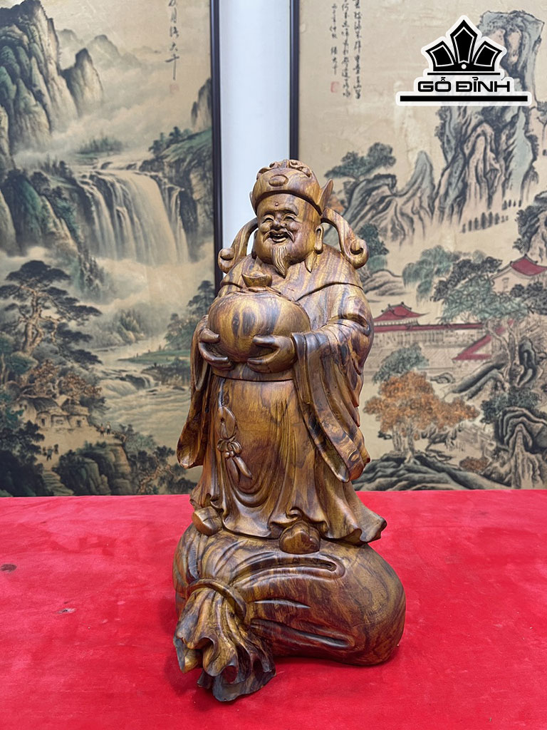 Tượng Thần Tài Gỗ Sưa Cao 39 Ngang 23 Sâu 22 (cm)