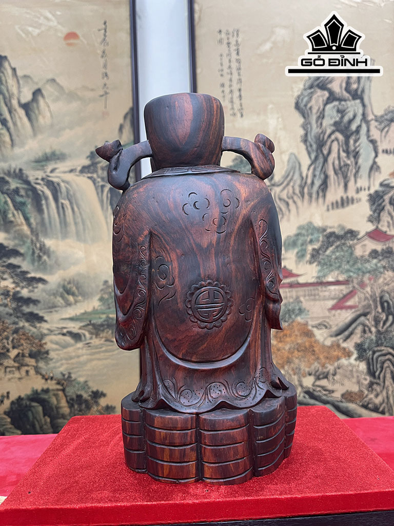 Tượng Thần Tài Gỗ Trắc Cao 30,5 Ngang 17 Sâu 13 (cm)