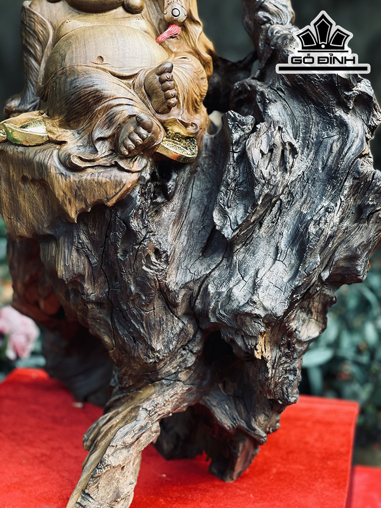 Tượng Phật Di Lặc Gỗ Bách Xanh Cao 56 Ngang 43 Sâu 30 (cm)