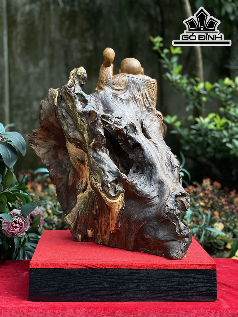 Tượng Phật Di Lặc Gỗ Bách Xanh Cao 56 Ngang 43 Sâu 40 (cm)