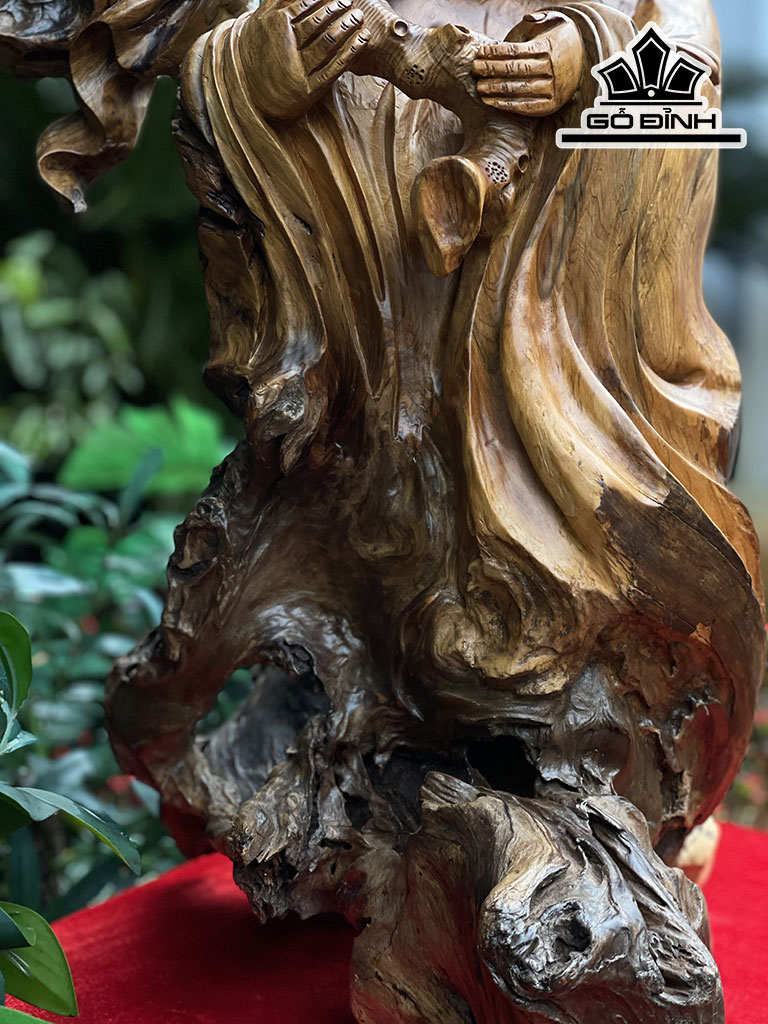 Tượng Phật Di Lặc Gỗ Bách Xanh Cao 64 Ngang 43 Sâu 40 (cm)