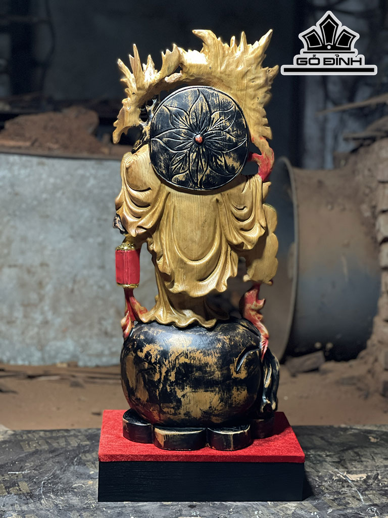 Tượng Phật Di Lặc Gỗ Pơ Mu Cao 70 Ngang 30 Sâu 23 (cm)