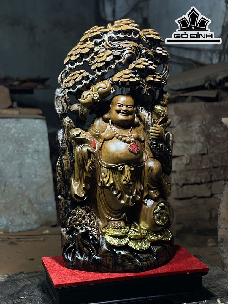 Tượng Phật Di Lặc Gỗ Xá Xị Cao 86 Ngang 45 Sâu 23 (cm)