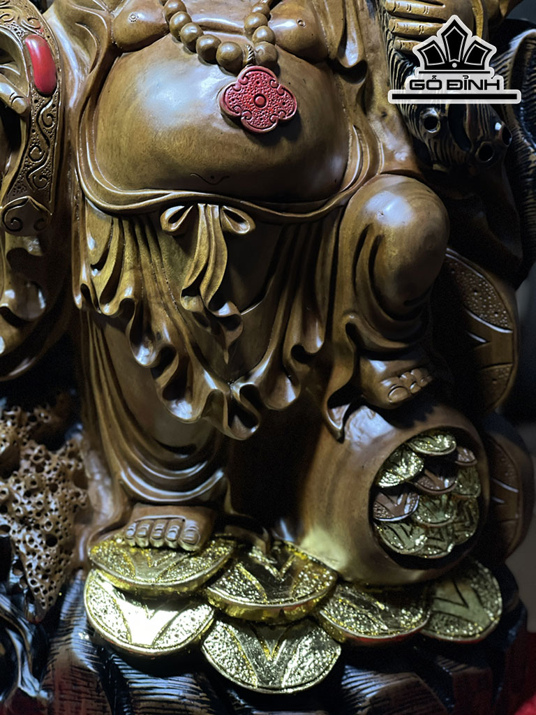 Tượng Phật Di Lặc Gỗ Xá Xị Cao 86 Ngang 45 Sâu 23 (cm)