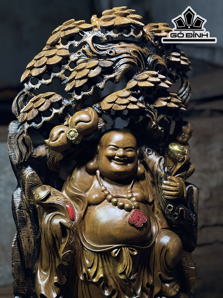 Tượng Phật Di Lặc Gỗ Xá Xị Cao 86 Ngang 45 Sâu 23 (cm)