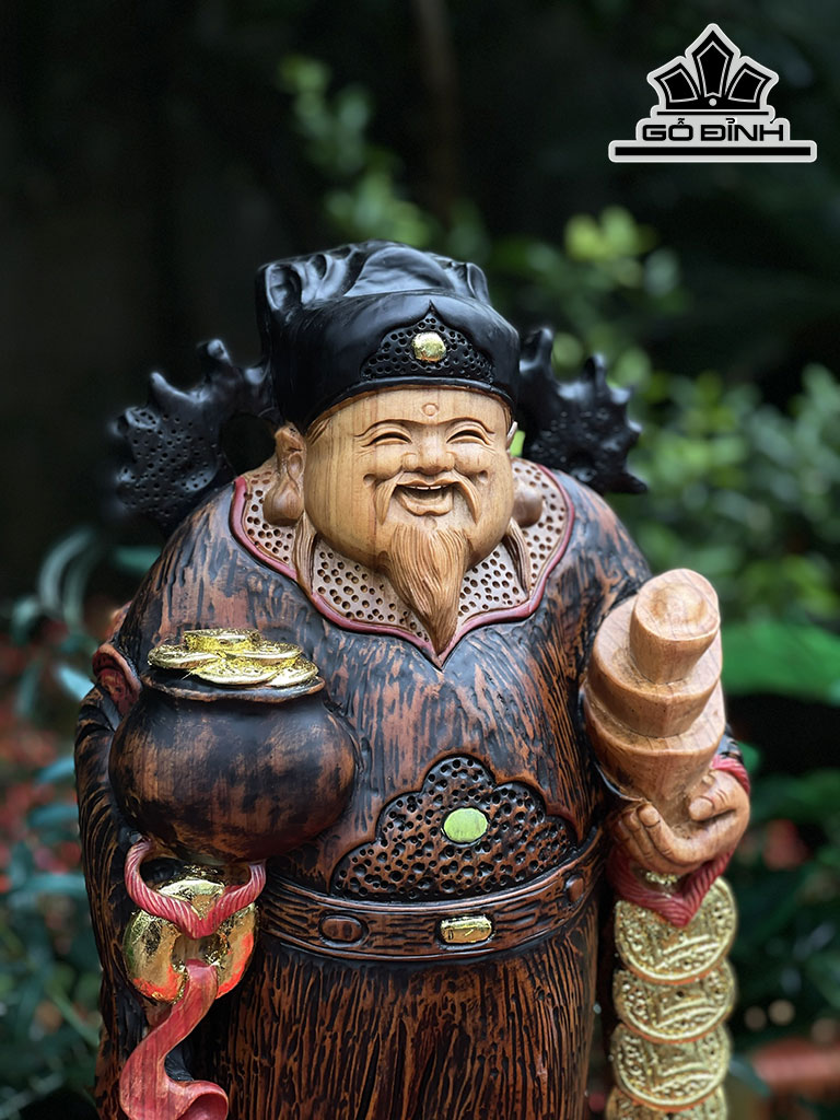 Tượng Thần Tài Gỗ Huyết Long Cao 52 Ngang 30 Sâu 15 (cm)