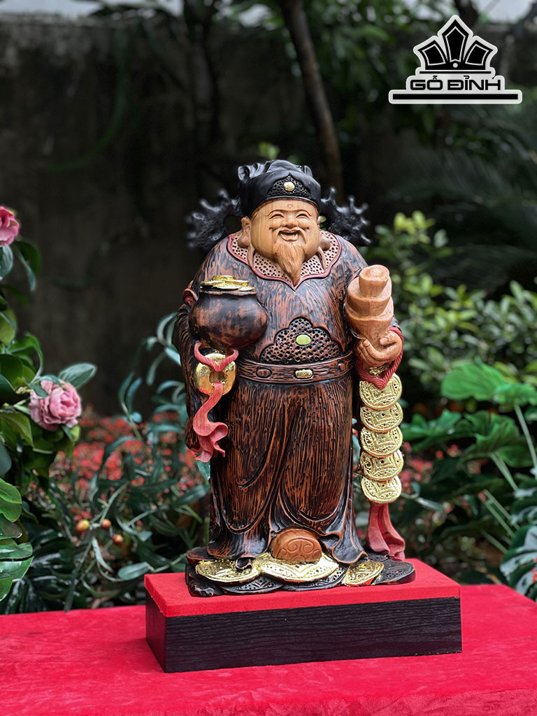 Tượng Thần Tài Gỗ Huyết Long Cao 52 Ngang 30 Sâu 15 (cm)