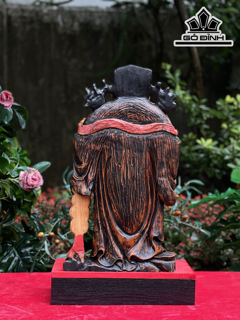 Tượng Thần Tài Gỗ Huyết Long Cao 52 Ngang 30 Sâu 15 (cm)