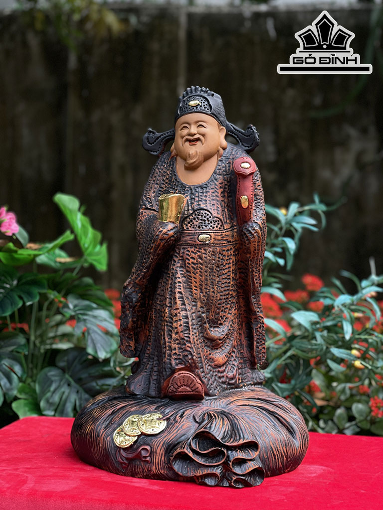 Tượng Thần Tài Gỗ Hương Cao 58 Ngang 36 Sâu 26 (cm)