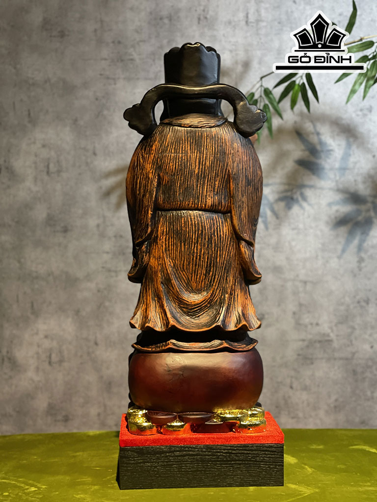Tượng Thần Tài Gỗ Hương Cao 70 Ngang 25 Sâu 18 (cm)