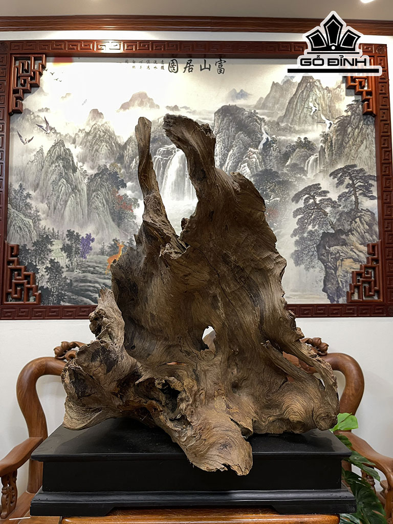 Tượng Thần Trà Gỗ Bách Xanh Cao 56 Ngang 48 Sâu 32 (cm)