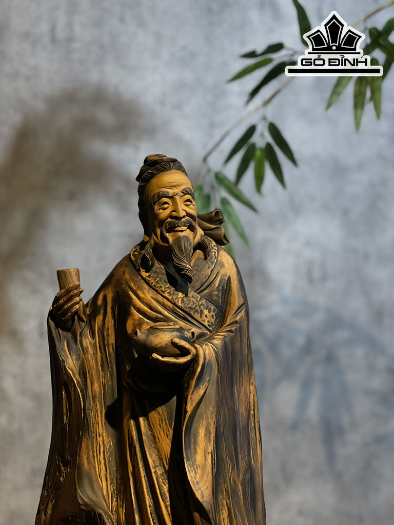 Tượng Thần Trà Gỗ Bách Xanh Cao 59 Ngang 26 Sâu 15 (cm)