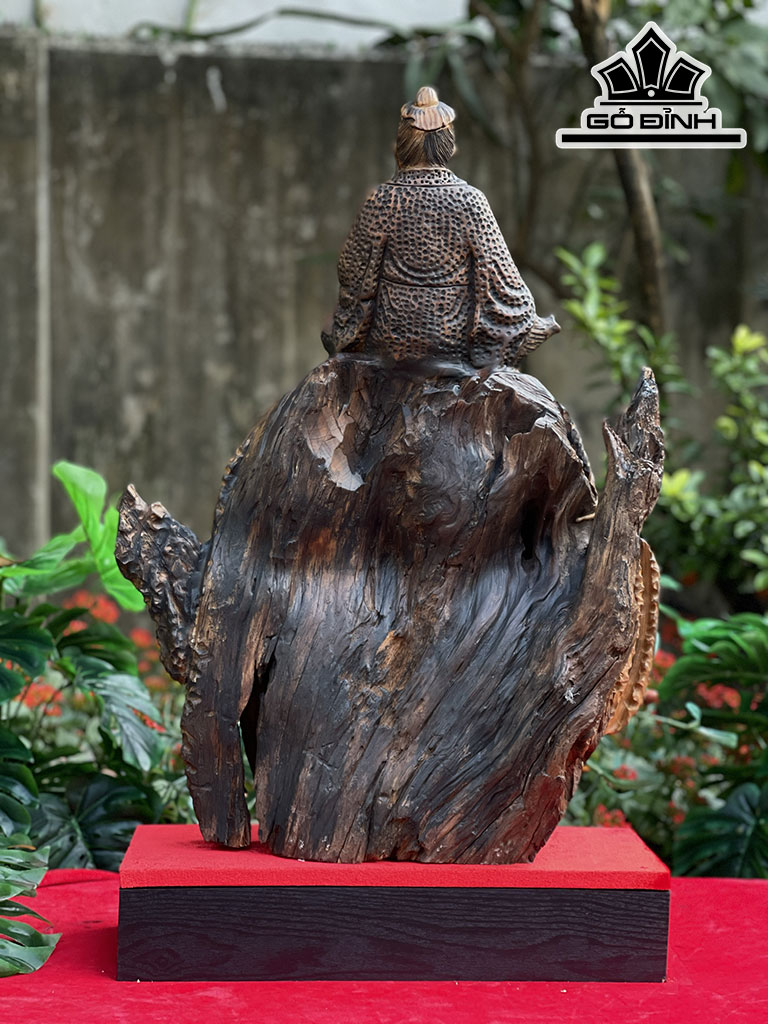 Tượng Thần Trà Gỗ Bách Xanh Cao 66 Ngang 50 Sâu 23 (cm)