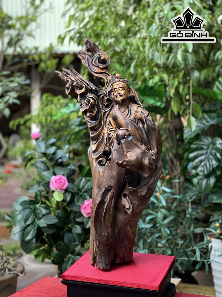 Tượng Thần Trà Gỗ Bách Xanh Cao 75 Ngang 30 Sâu 20 (cm)