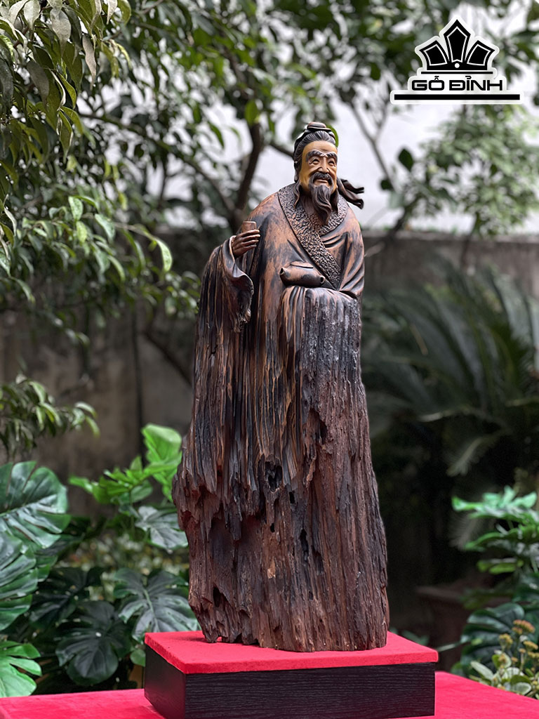 Tượng Thần Trà Gỗ Bách Xanh Cao 76 Ngang 28 Sâu 18 (cm)