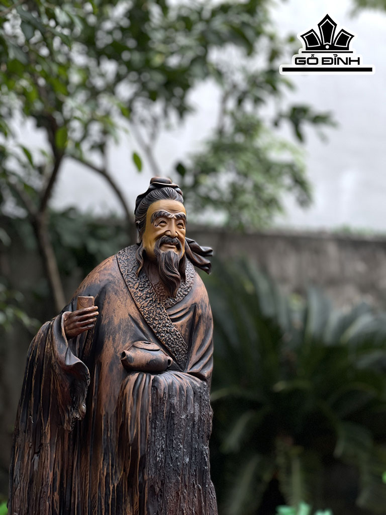 Tượng Thần Trà Gỗ Bách Xanh Cao 76 Ngang 28 Sâu 18 (cm)