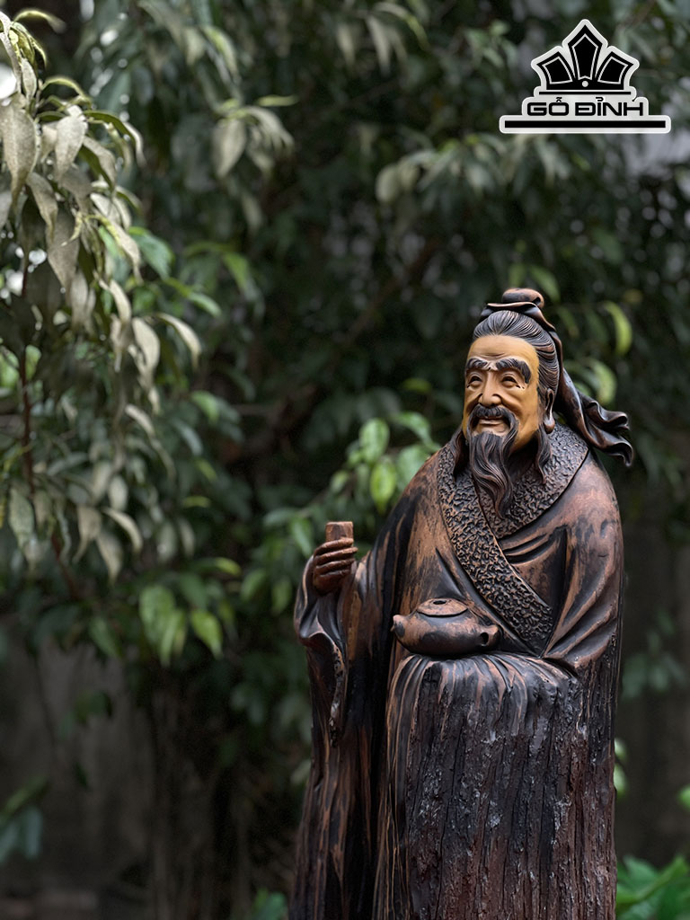 Tượng Thần Trà Gỗ Bách Xanh Cao 76 Ngang 28 Sâu 18 (cm)