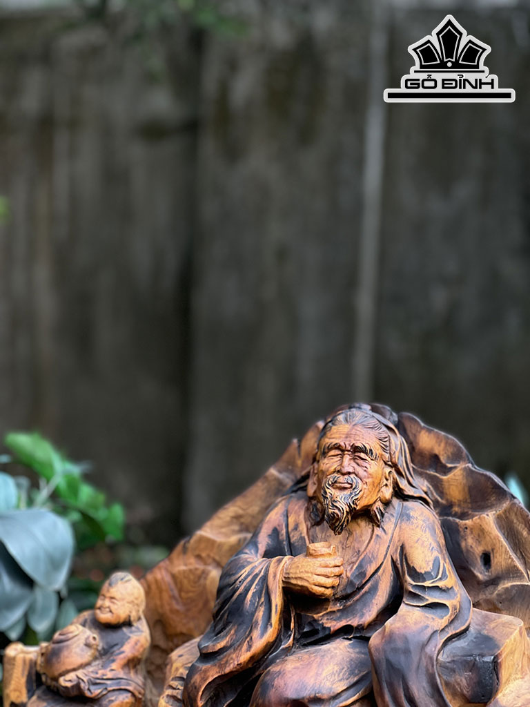 Tượng Thần Trà Gỗ Pơ Mu Cao 45 Ngang 48 Sâu 16 (cm)