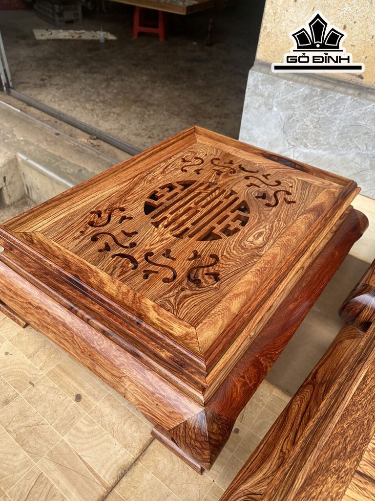 Khay Trà Gỗ Cẩm Cao 38 Ngang 48 Sâu 15 (cm)